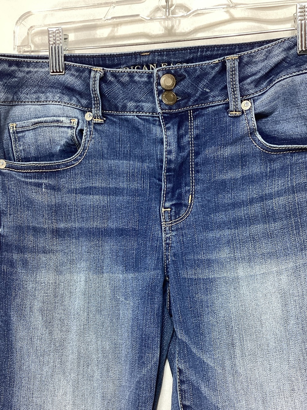American Eagle Artist Crop Super Stretch Size 12 Blue Denim Jeans - Picture 2 of 14